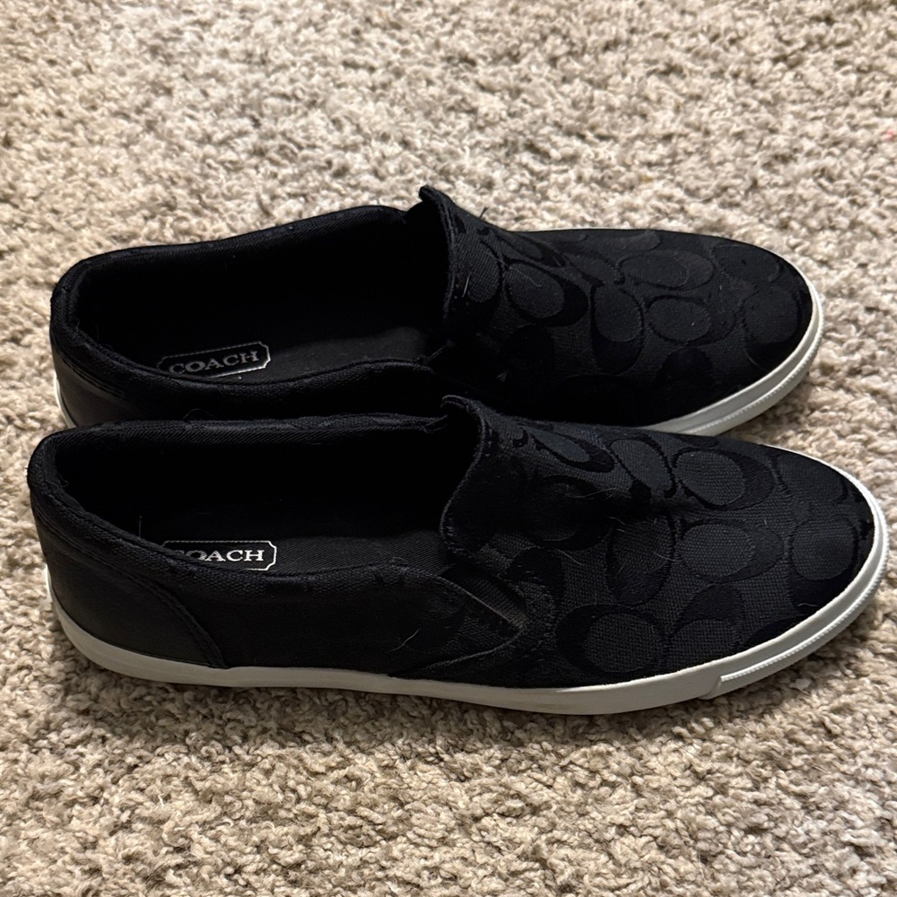 Coach Black Patterned Slip-On Shoes